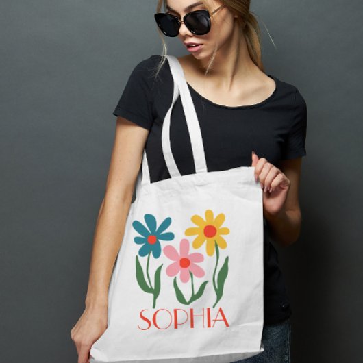 Persoonlijk Retro Funky Bloem Cadeau Tote Bag