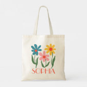 Persoonlijk Retro Funky Bloem Cadeau Tote Bag (Achterkant)