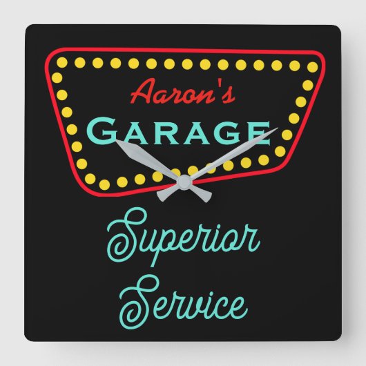 Persoonlijk Retro Garage Bord Klok Cadeau (Voorkant)