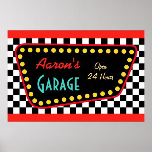 Persoonlijk Retro Garage Bord Poster  (Voorkant)