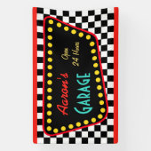 Persoonlijk retro garagerek  spandoek (Verticaal)