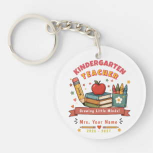 Persoonlijk Retro Geschenk voor Kleuterleerkrachte Sleutelhanger