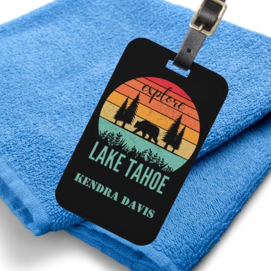 Persoonlijk Retro Lake Tahoe California Souvenir Bagagelabel