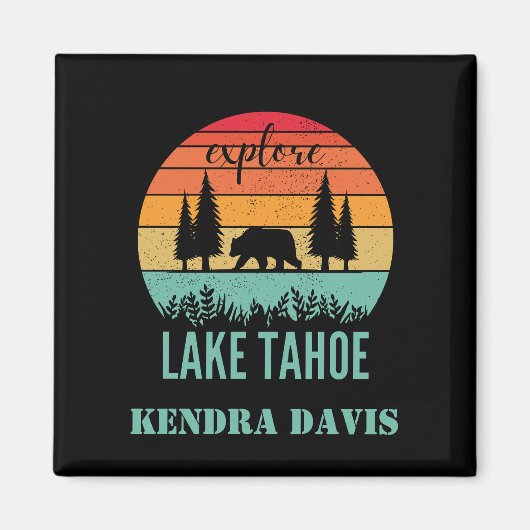 Persoonlijk Retro Lake Tahoe California Souvenir Magneet (Voorkant)