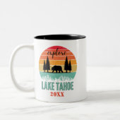 Persoonlijk Retro Lake Tahoe California Souvenir Tweekleurige Koffiemok (Links)