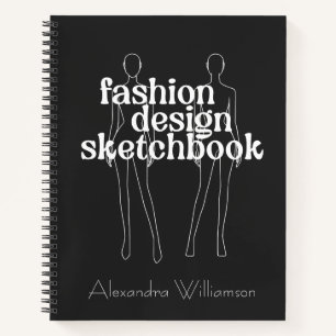 Persoonlijk Retro Modeontwerp Schetsboek Zwart Notitieboek