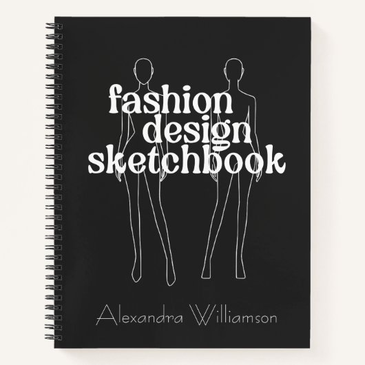 Persoonlijk Retro Modeontwerp Schetsboek Zwart Notitieboek (Voorkant)