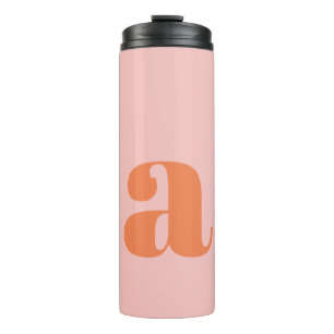 Persoonlijk Retro Monogram Bruidsmeisje Roze Oranj Thermosbeker