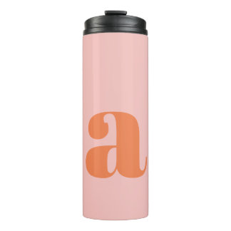 Persoonlijk Retro Monogram Bruidsmeisje Roze Oranj Thermosbeker
