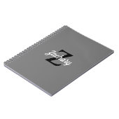 Persoonlijk Retro Monogram Grijs Zwart Wit Notitieboek (Linkerzijde)