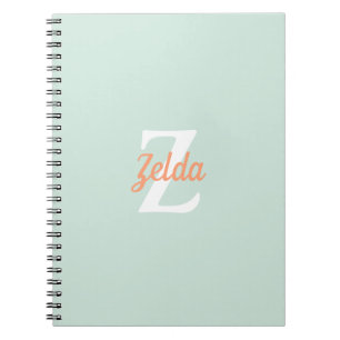 Persoonlijk Retro Monogram Seafoam Groen Oranje Notitieboek