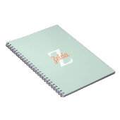Persoonlijk Retro Monogram Seafoam Groen Sinaasapp Notitieboek (Rechterzijde)