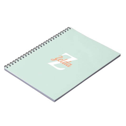 Persoonlijk Retro Monogram Seafoam Groen Sinaasapp Notitieboek (Linkerzijde)