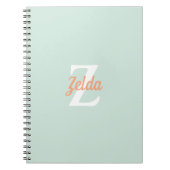 Persoonlijk Retro Monogram Seafoam Groen Sinaasapp Notitieboek (Voorkant)