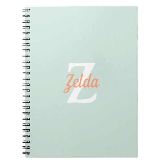Persoonlijk Retro Monogram Seafoam Groen Sinaasapp Notitieboek (Voorkant)