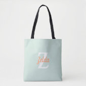 Persoonlijk Retro Monogram Seafoam Groen Sinaasapp Tote Bag (Voorkant)