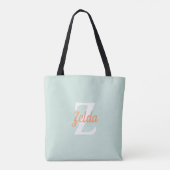 Persoonlijk Retro Monogram Seafoam Groen Sinaasapp Tote Bag (Achterkant)
