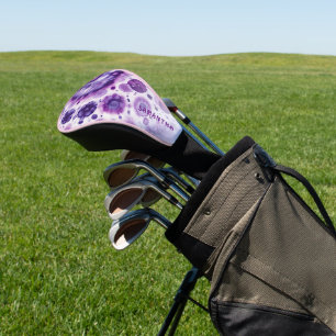 Persoonlijk Retro Paars Violet Roze Kunstpatroon Golfheadcover