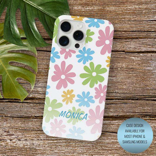 Persoonlijk Retro Pastel Bloemmotief Case-Mate iPhone Case