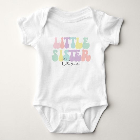 Persoonlijk Retro Pastel Jongere Zus Maatwerk Romper (Voorkant)