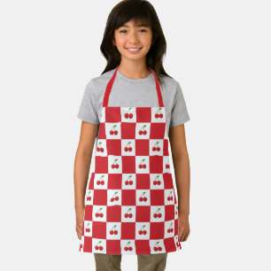 Persoonlijk Retro Rode Kersen & Gingham Geruit  Schort