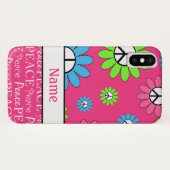 Persoonlijk Retro Roze Vredesteken Patroon Case-Mate iPhone Case (Achterkant (horizontaal))