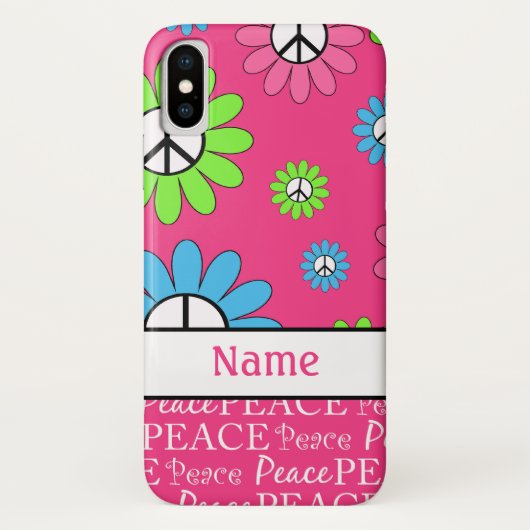 Persoonlijk Retro Roze Vredesteken Patroon Case-Mate iPhone Case (Achterkant)
