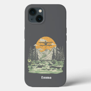 Persoonlijk,Retro,Vliegtuig,Zonsondergang,Natuur,V iPhone 13 Hoesje