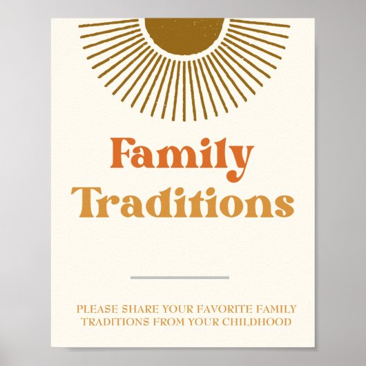 Persoonlijk Retro Zon Familie Tradities Schild Poster (Voorkant)