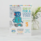 Persoonlijk robot verjaardagsfeest kaart (Staand voorkant)