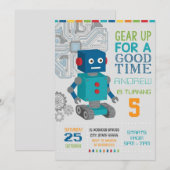 Persoonlijk robot verjaardagsfeest kaart (Voorkant / Achterkant)