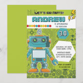 Persoonlijk Robot Verjaardagsfeest Kaart (Voorkant / Achterkant)
