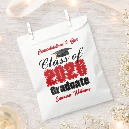 Persoonlijk Rode Afstudeerfeest Klas van 2026 Bedankzakje (Geknipt)