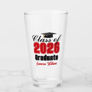 Persoonlijk Rode Afstudeerfeest Klas van 2026 Glas