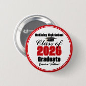 Persoonlijk rode afstudeerfeest klas van 2026 ronde button 5,7 cm (Voorkant /achterkant)