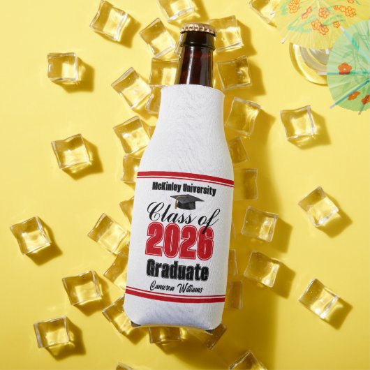 Persoonlijk Rode Afstudeerfeest Klasse 2026 Flesjeskoeler (Insitu Zomer)