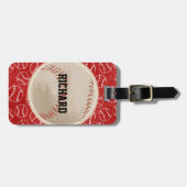 Persoonlijk Rode Baseball Patroon met Baseball Bagagelabel (Voorkant horizontaal)
