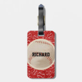 Persoonlijk Rode Baseball Patroon met Baseball Bagagelabel (Achterkant verticaal)