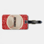 Persoonlijk Rode Baseball Patroon met Baseball Bagagelabel (Achterkant horizontaal)