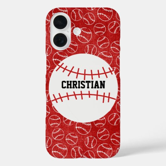 Persoonlijk Rode Baseball Patroon met Baseball Case-Mate iPhone Case (Achterkant)