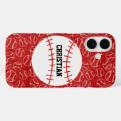 Persoonlijk Rode Baseball Patroon met Baseball Case-Mate iPhone Case (Achterkant (horizontaal))