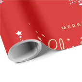 Persoonlijk Rode Elegante Script Prettig Kerstfees Cadeaupapier (Rol Hoek)