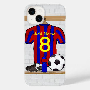 Persoonlijk Rode en Blauwe Football Voetbal Jersey Case-Mate iPhone 14 Hoesje