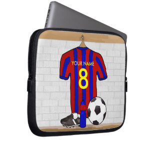 Persoonlijk Rode en Blauwe Football Voetbal Jersey Laptop Sleeve