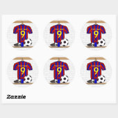 Persoonlijk Rode en Blauwe Football Voetbal Jersey Ronde Sticker (Vel)