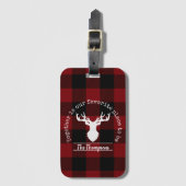 Persoonlijk Rode en Zwarte Buffalo Plaid Bagagelabel (Voorkant (verticaal))