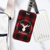 Persoonlijk Rode en Zwarte Buffalo Plaid Bagagelabel