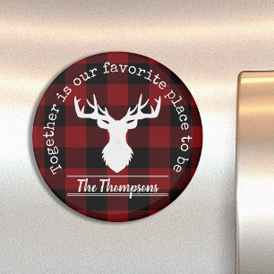 Persoonlijk rode en zwarte Buffalo Plaid Magneet