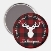 Persoonlijk rode en zwarte Buffalo Plaid Magneet (Voorkant / Achterkant)