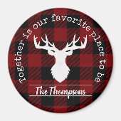 Persoonlijk rode en zwarte Buffalo Plaid Magneet (Voorkant)